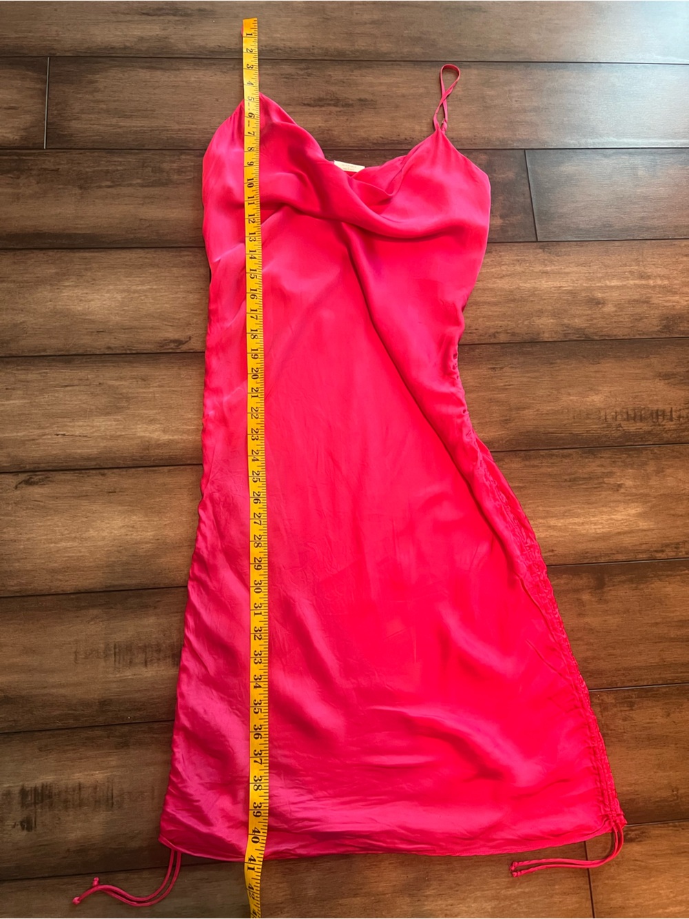 ARITZIA Wilfred Only Ruched Slip Dress Cowl-Neck Slip Dress Electron Fuchsia - Picture 9 of 12